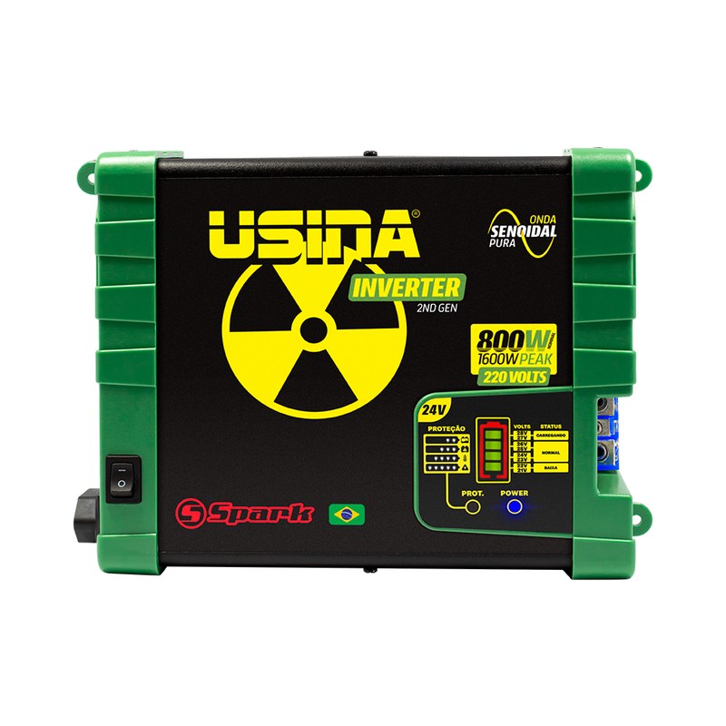 Inversor Usina 800W Onda Senoidal Pura, Off-Grid, Entrada 24VDC, Saída 220VAC, Pico 1600W - foto 2