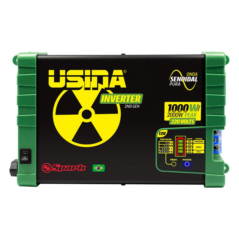 Inversor Usina 1000W Onda Senoidal Pura, Off-Grid, Entrada 12VDC, Saída 220VAC, Pico 2000W - foto 2